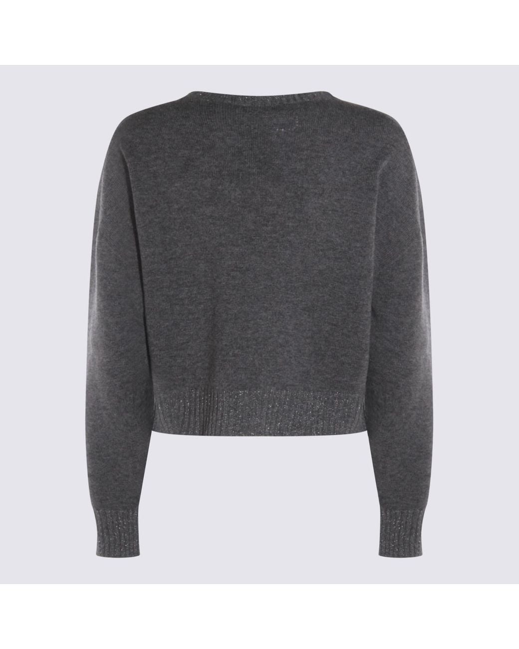 Twinset Gray Metallic-Effect Trim Sweater