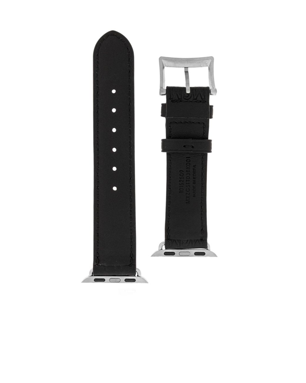 MCM Black Embossed-Monogram Leather Apple Watch Band for men