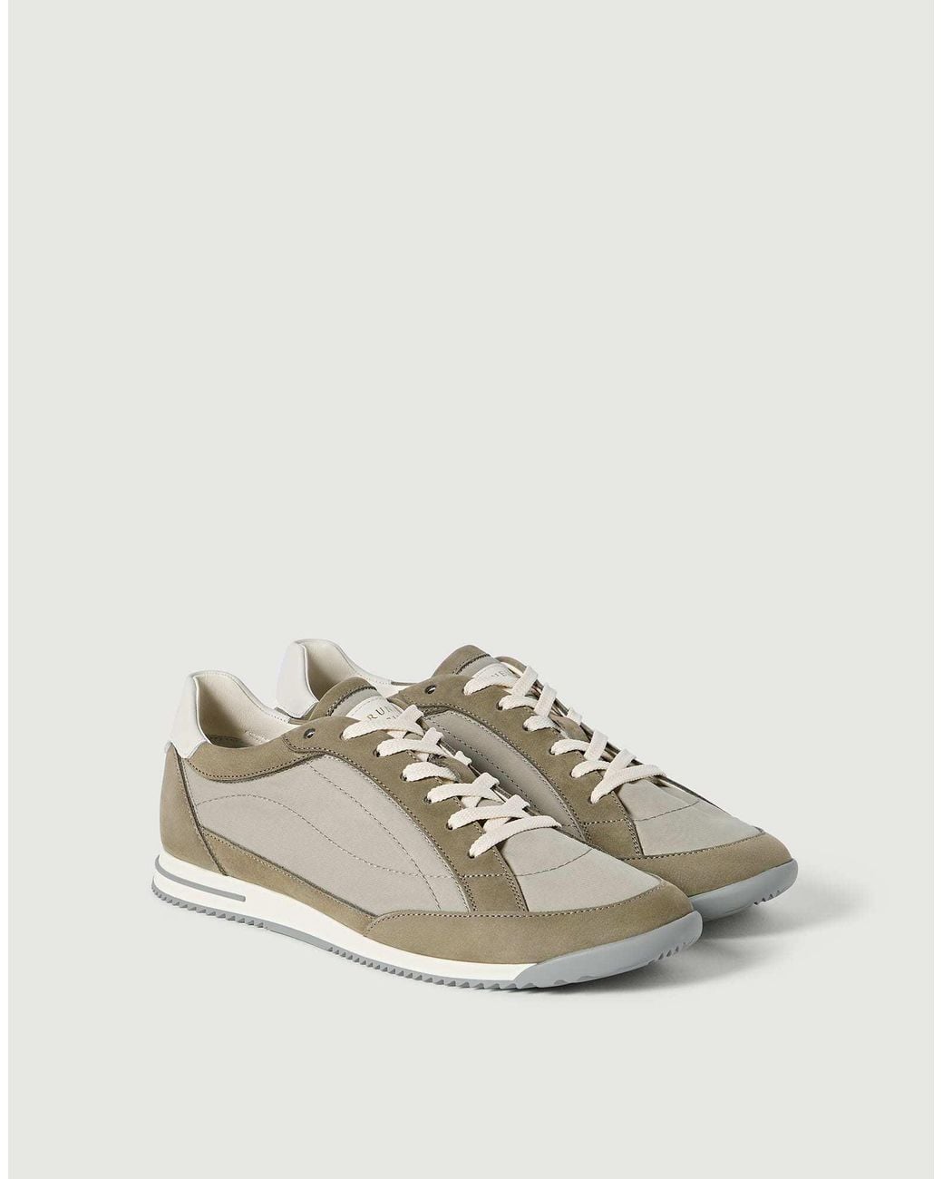 Brunello Cucinelli White Nylon And Nubuck Sneakers for men