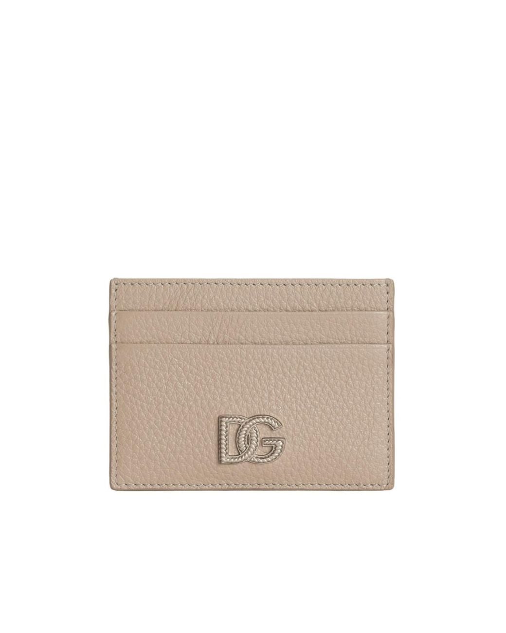Dolce & Gabbana Natural Calfskin Card Holder With Logo for men