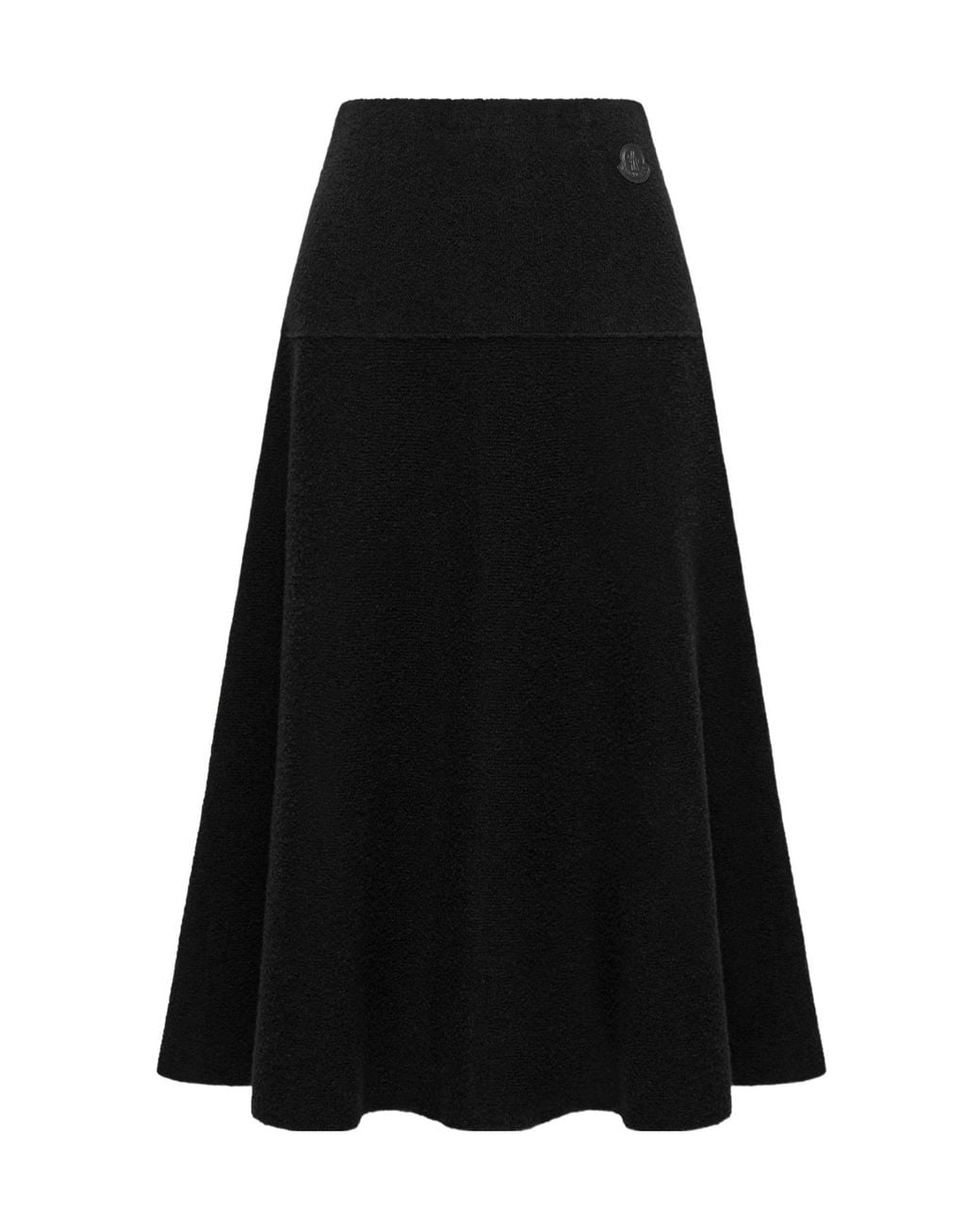 Moncler Black Bouclé Wool Blend Midi Skirt