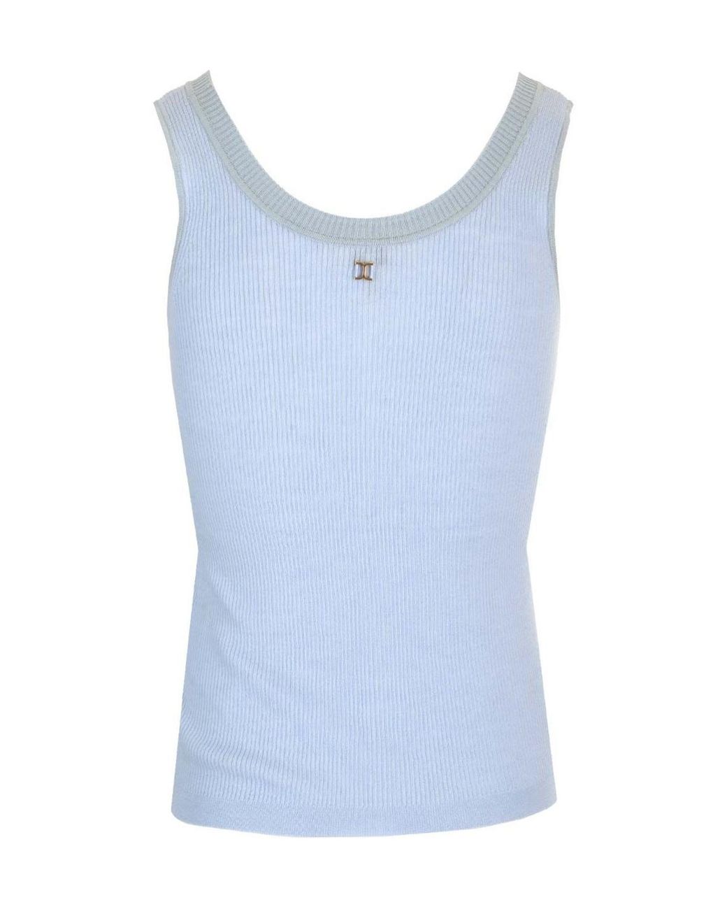 Chloé Blue Ribbed Button-Fastening Top