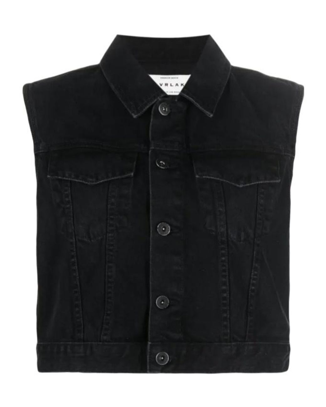 SLVRLAKE Denim Black Caroline Spread-Collar Denim Vest