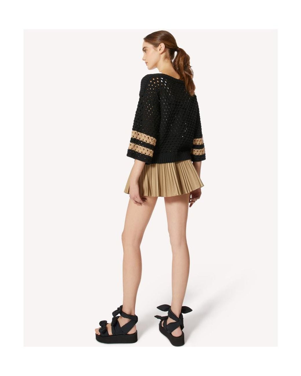 RED Valentino Natural Pleated Button-Front Mini Skirt