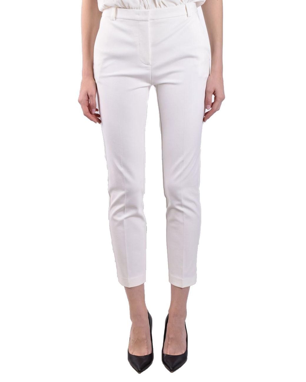 Pinko White Belt-Loop Casual Trousers