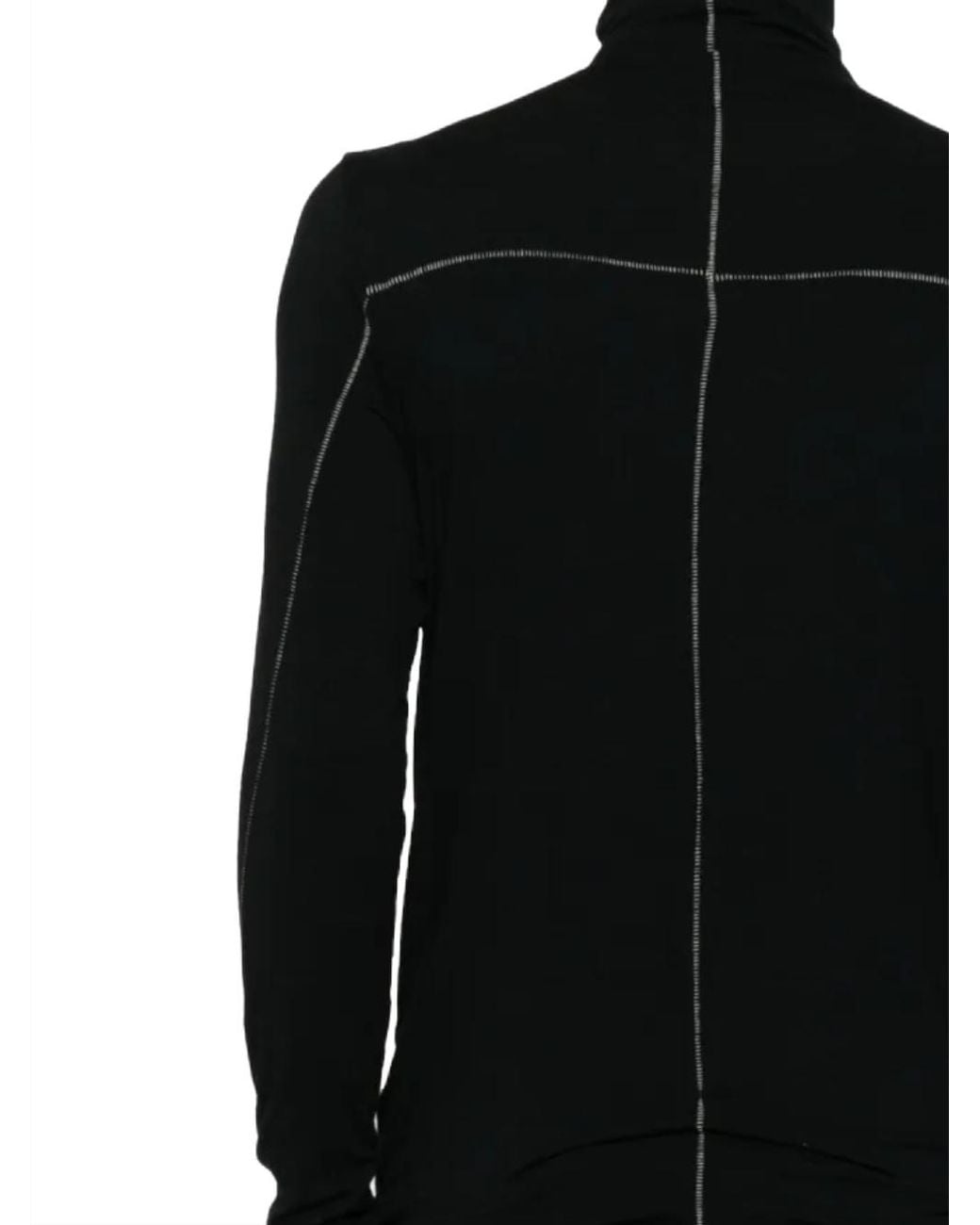 Thom Krom Black Roll-Neck Contrast-Stitch T-Shirt for men