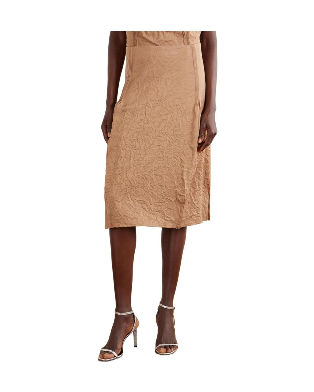 Tory Burch Natural Crinkled-Satin Skirt