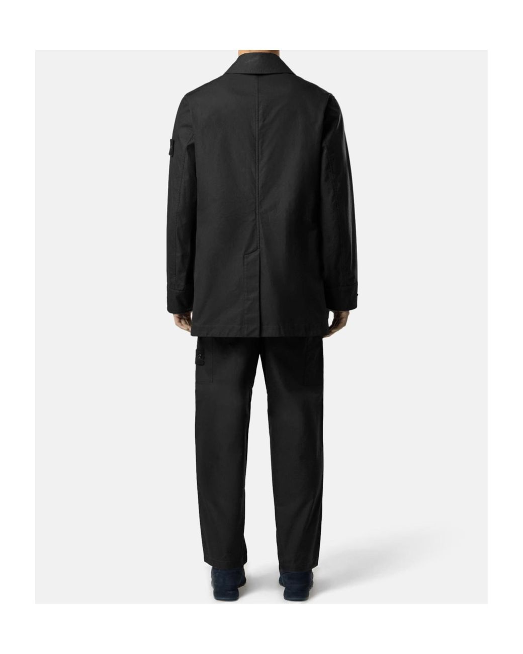 Stone Island Black Windproof And Breathable Pea Coat for men