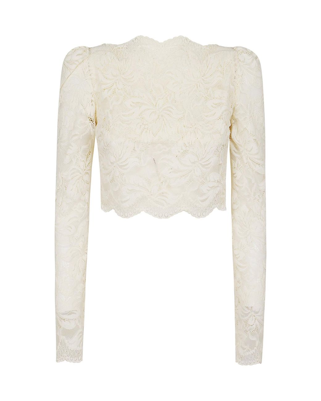Rabanne White Long-Sleeve Laced Crop Top