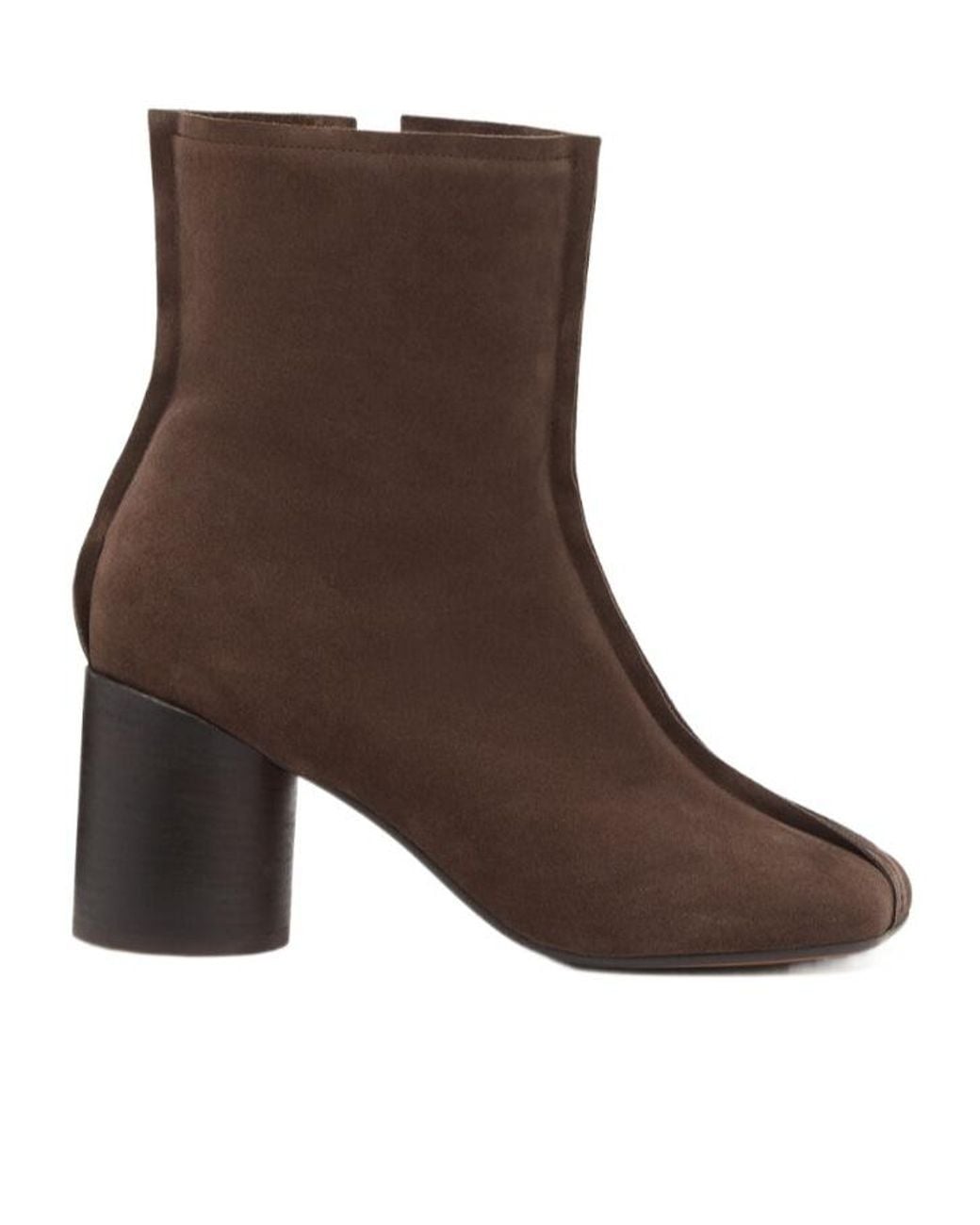 MM6 by Maison Margiela Brown Seam Detail Block Heel Boots