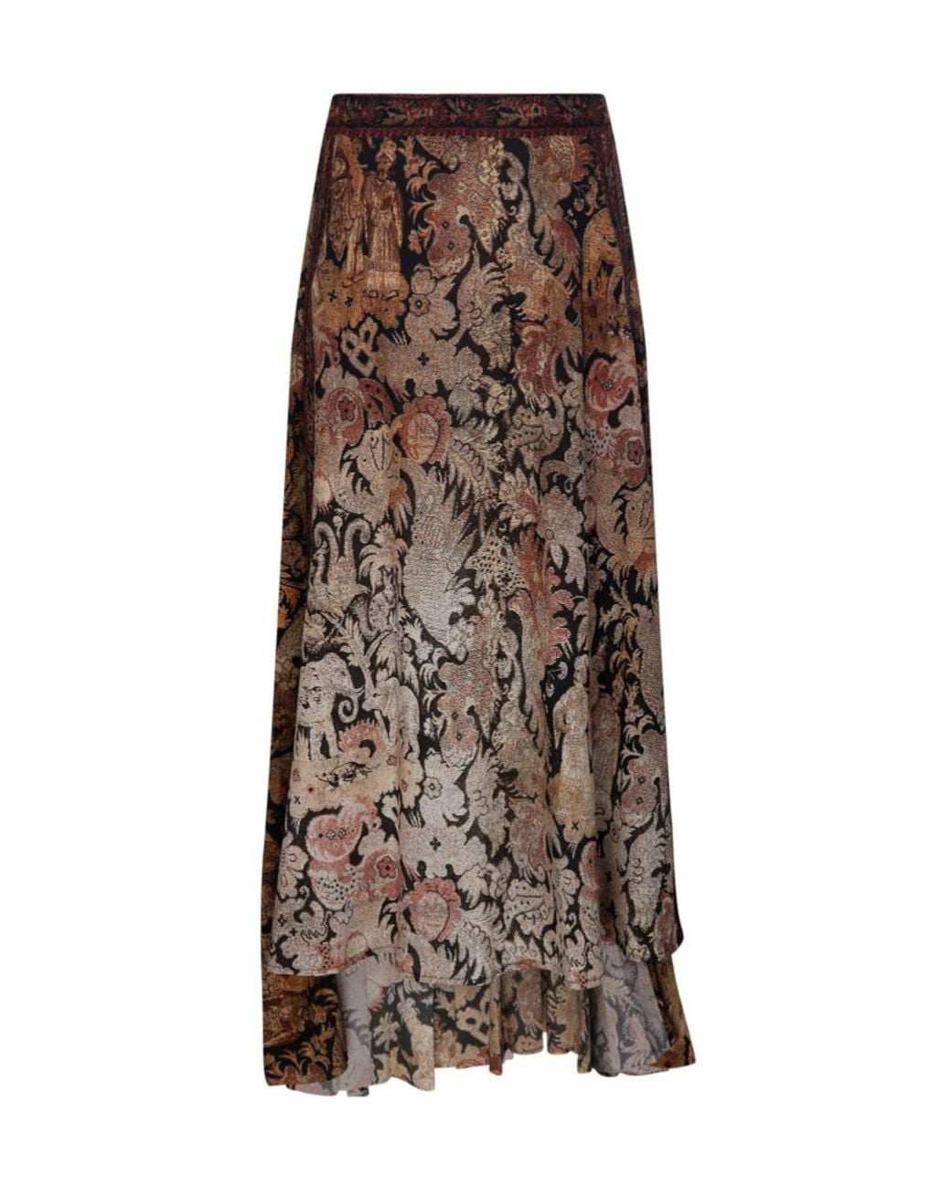 Pierre Louis Mascia Brown Cetos Printed Midi Skirt