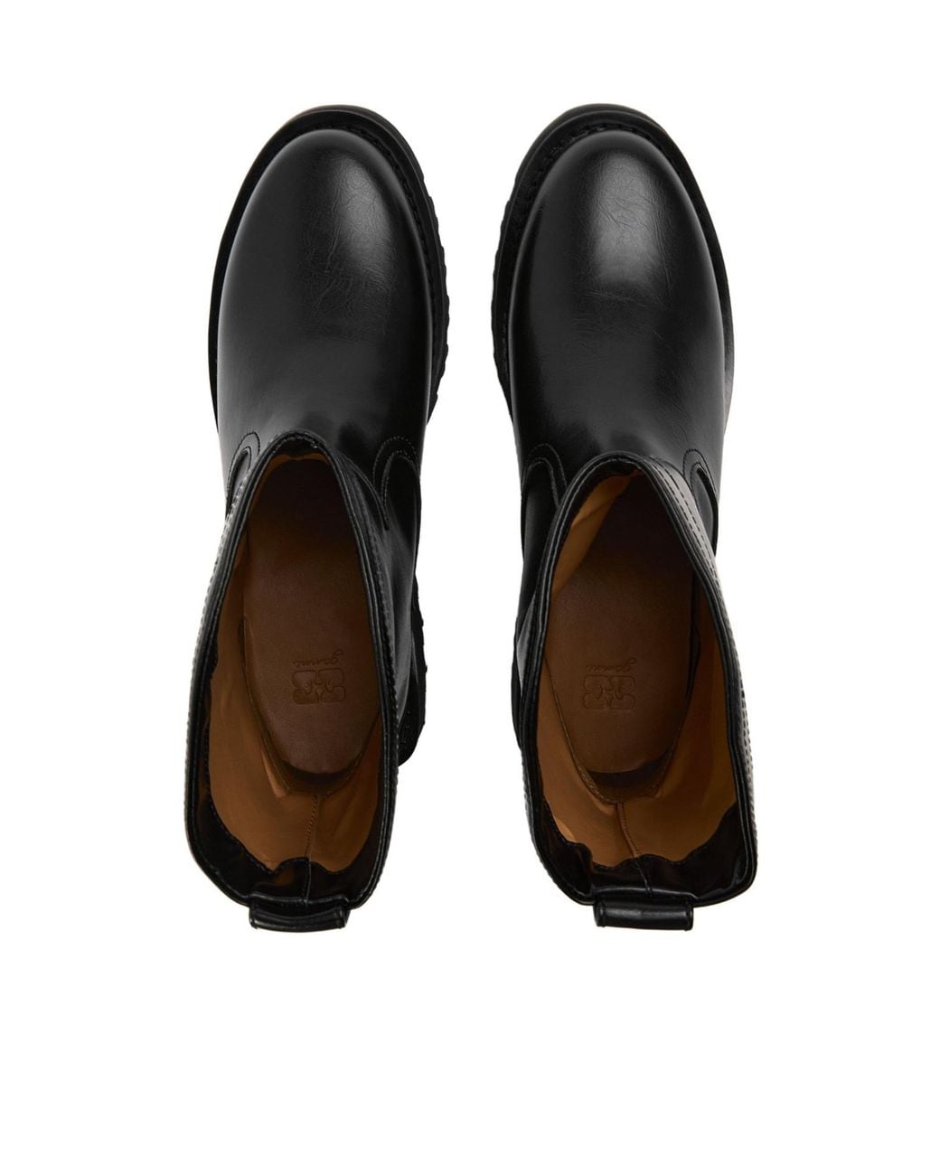 Ganni Black Leather Ankle Boots