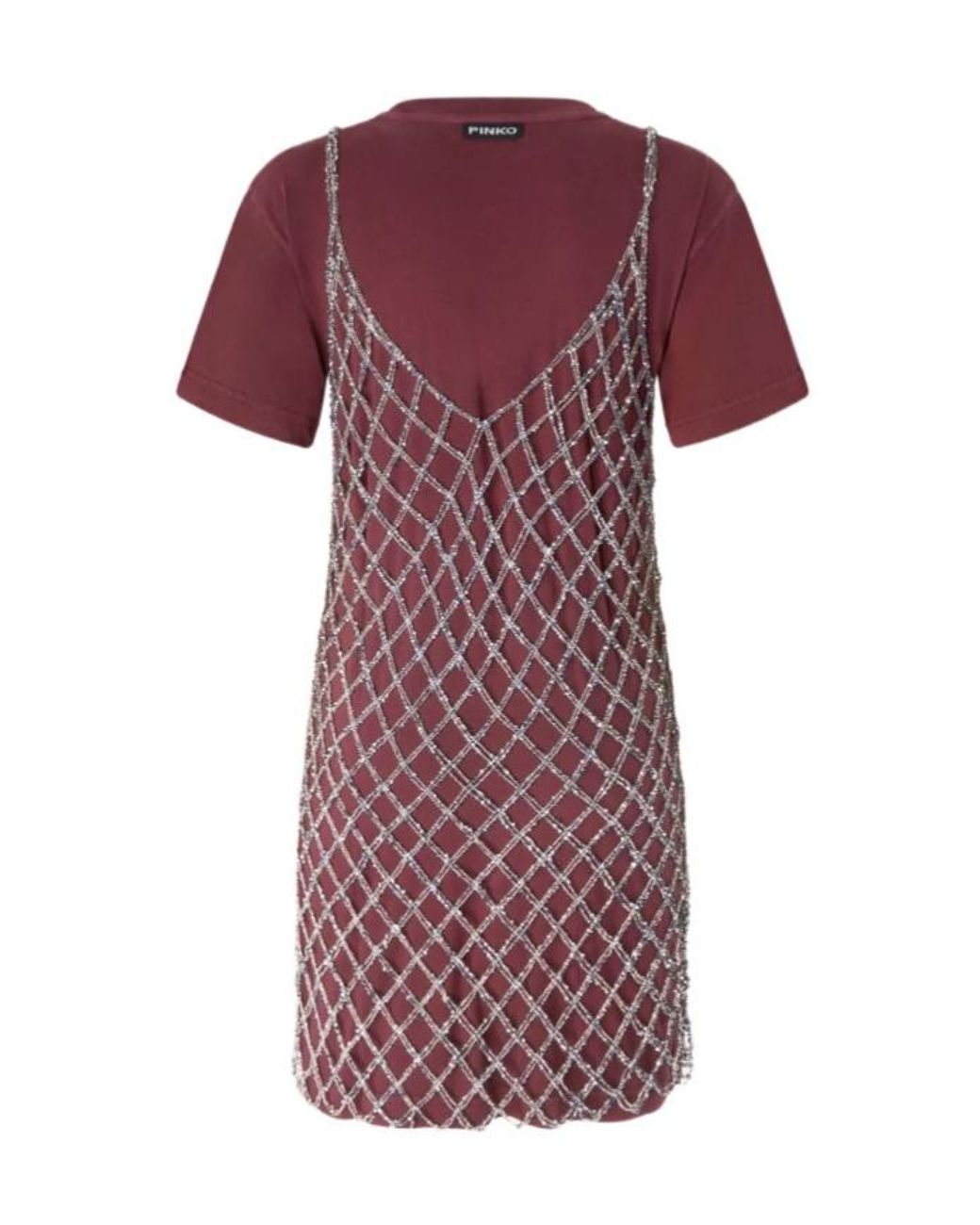 Pinko Purple Sequin Combined Short T-Shirt Dress