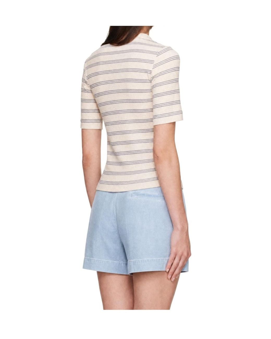 Maison Kitsuné White Maison Kitsuné Baby Fox Striped Fitted T-Shirt