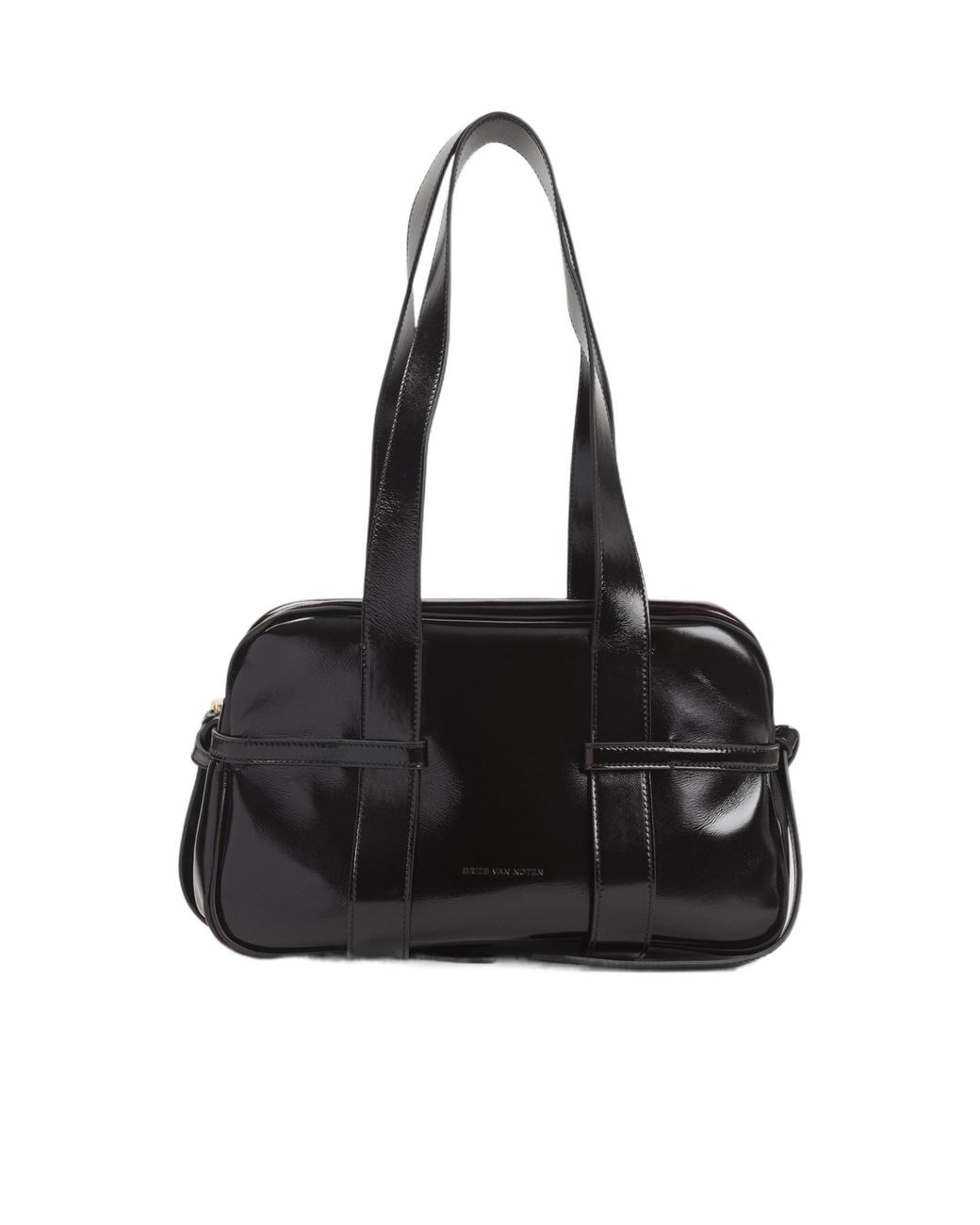 Dries Van Noten Black Logo Stamped Medium Bowling Shoulder Bag