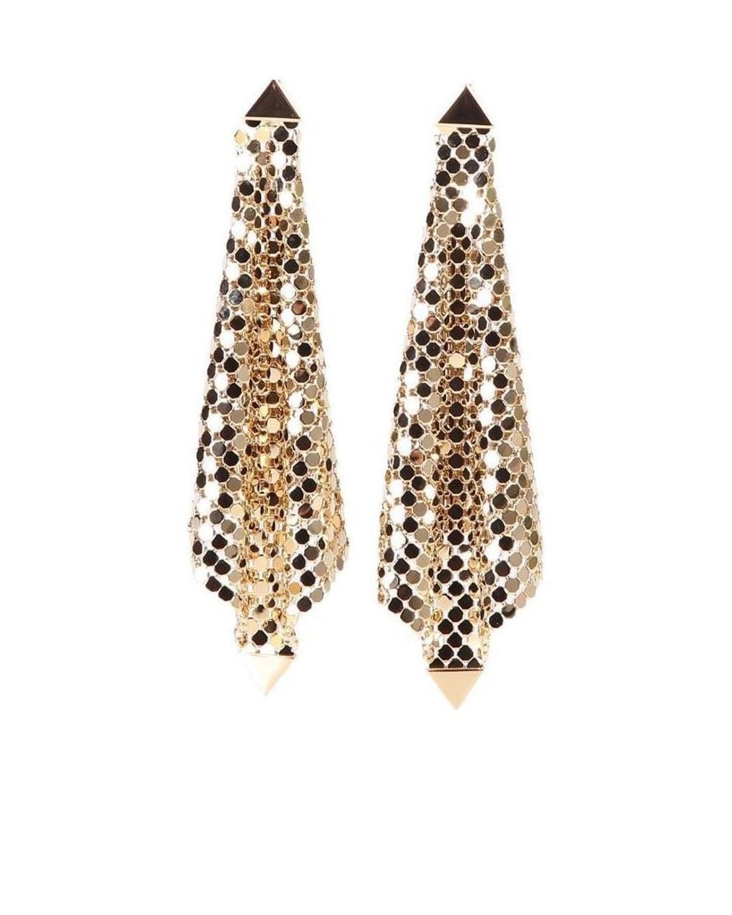 Rabanne White Rabanne Chained Mesh Earrings
