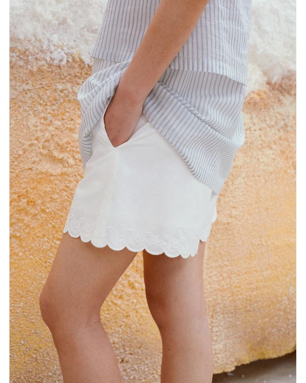 Low Classic White Scalloped Shorts