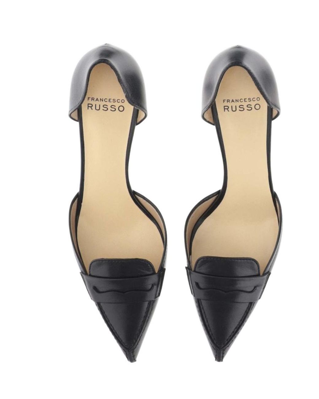 Francesco Russo Black Pointed Toe Pumps