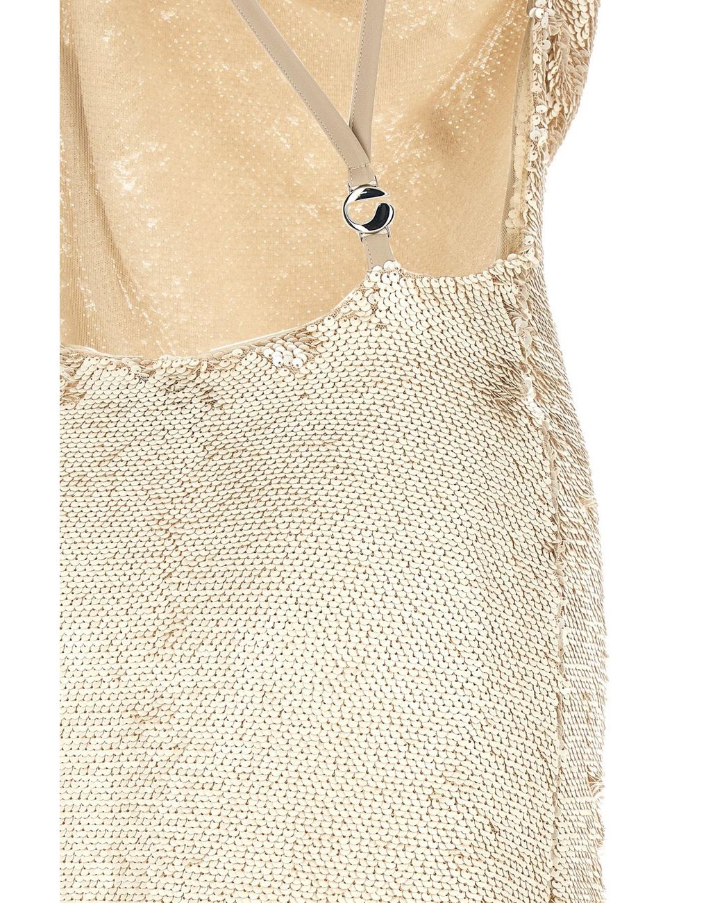 Coperni White Sequin-Embellished Draped Dress