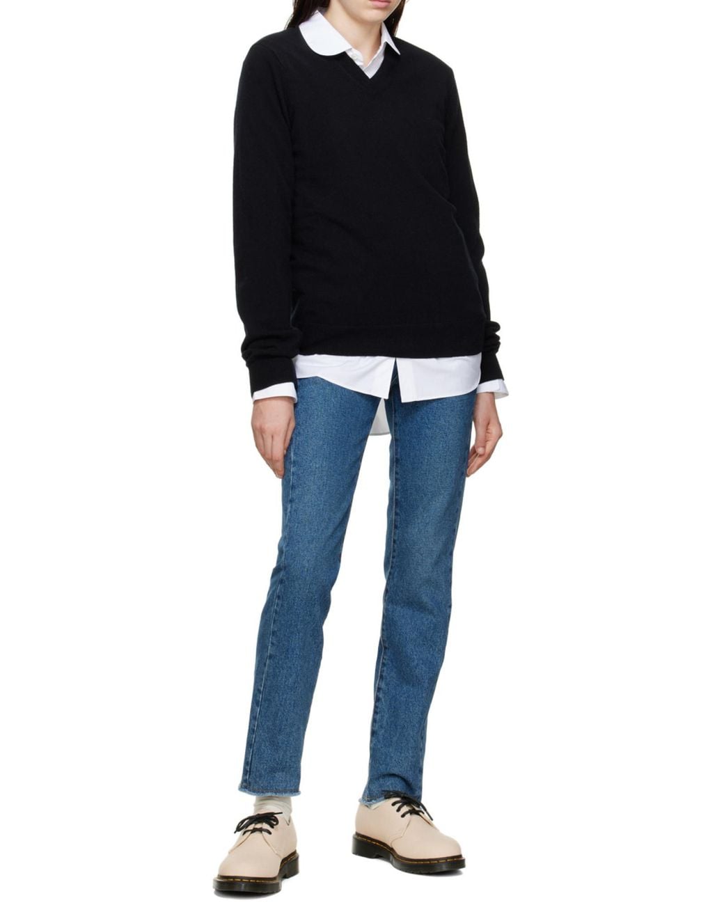 Comme des Garçons Black Round-Necked Wool Sweater