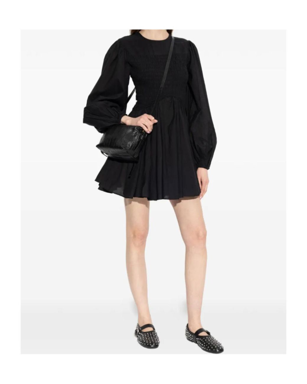 AllSaints Black Chia Smocked Mini Dress