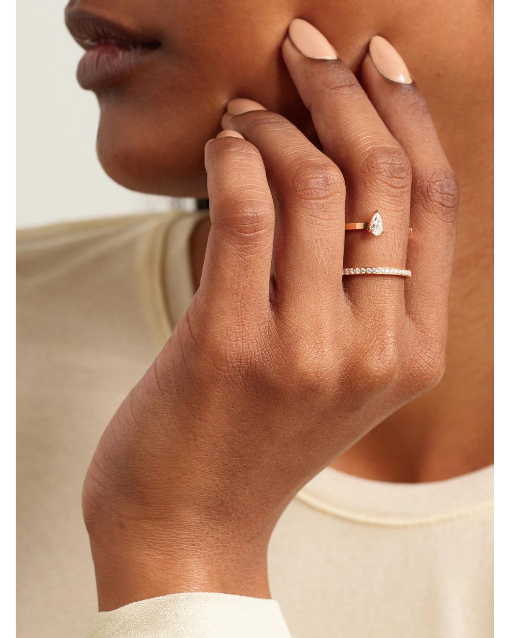 Repossi White 18K Rose Diamond Ring