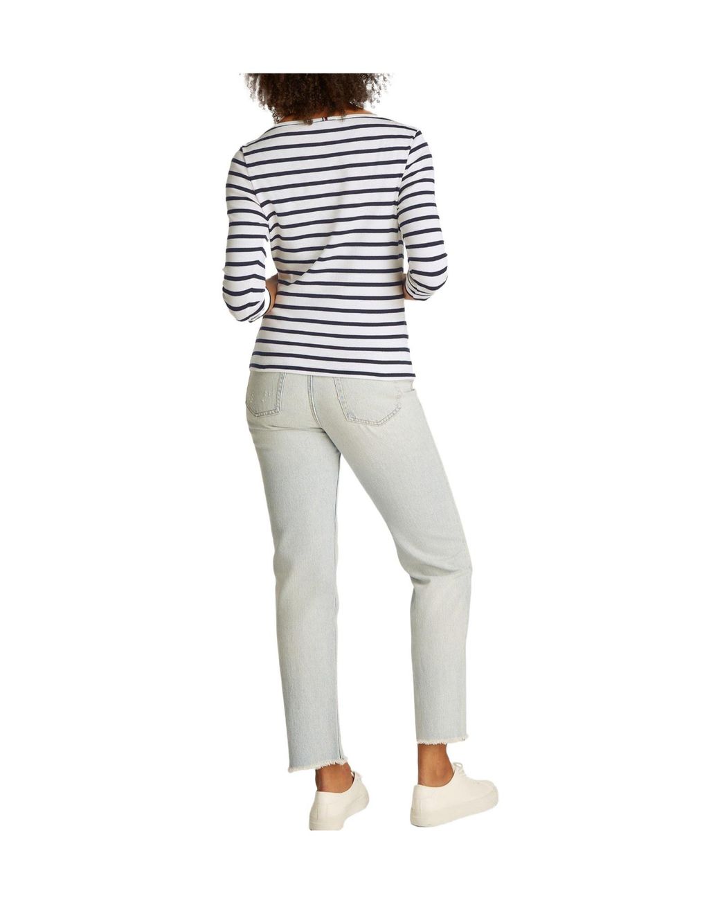 Tommy Hilfiger White Horizontal Stripe Boatneck Top