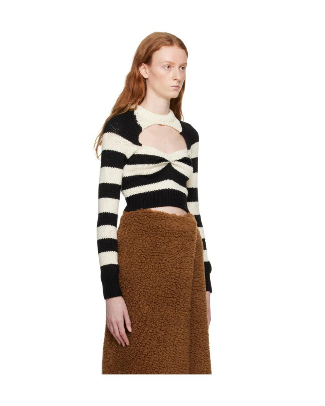 Marni Black Striped Virgin-Wool Top