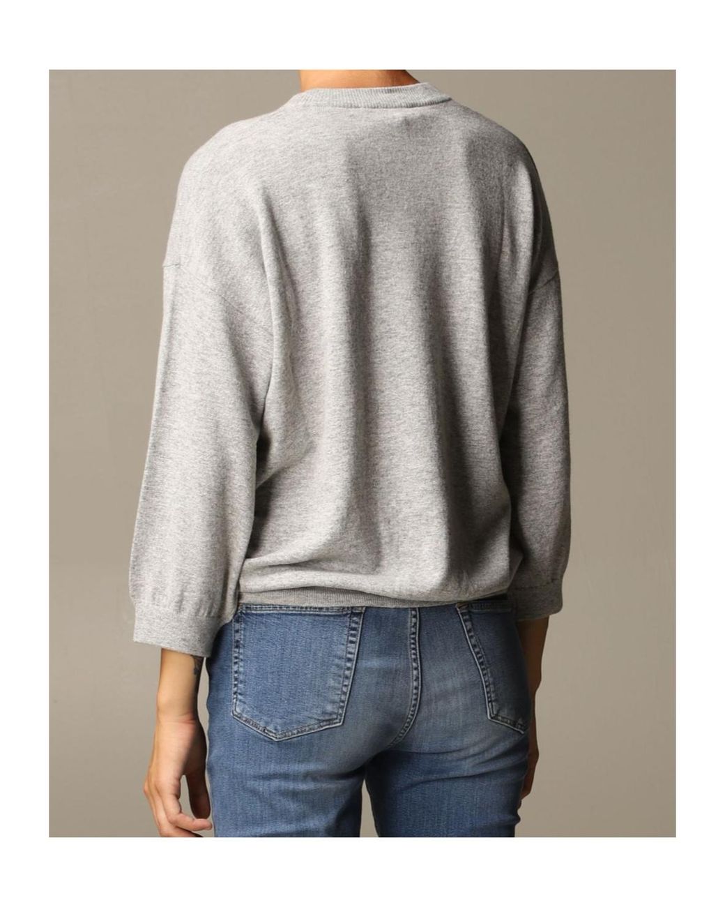 Moschino Gray Crystal Inlaid Logo Pullover