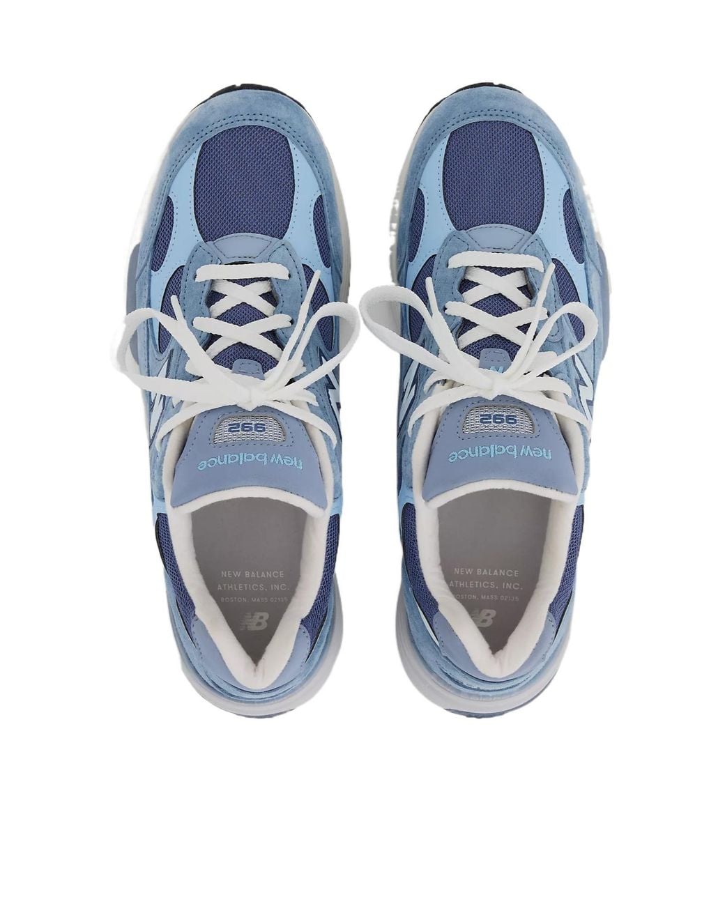New Balance Blue 992 Logo Patch Lace-Up Sneakers for men