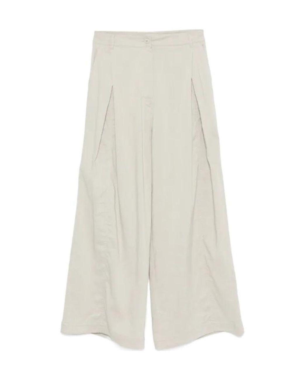 Low Classic White Pleated Palazzo Pants