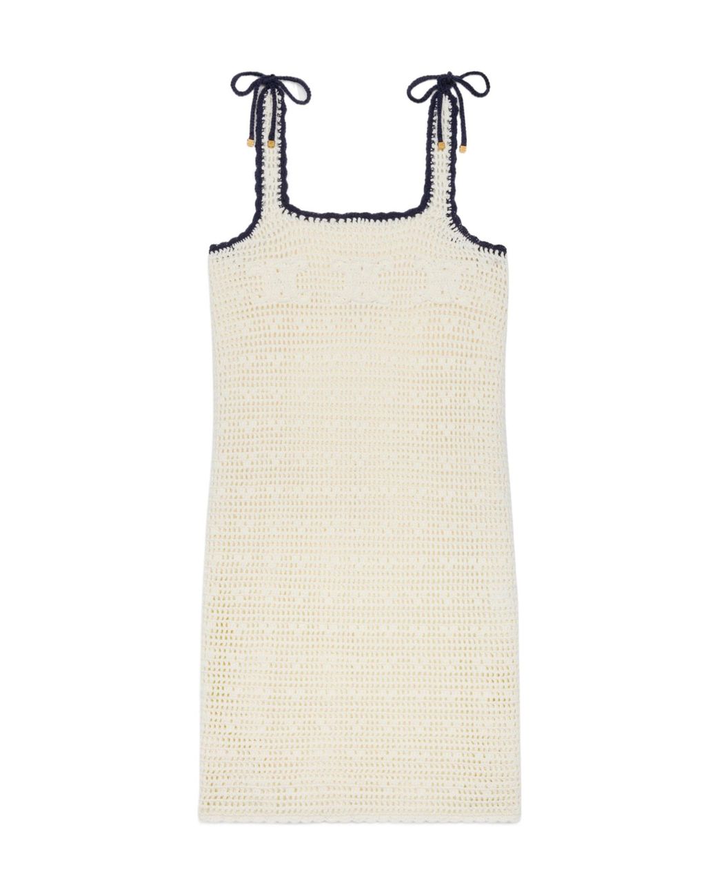 CELINE｜DRESSES (TRIOMPHE MINI DRESS (2X26N759Y 07JD)) MINI TRIOMPHE DRESS IN WOOL JERSEY - DARK NAVY / CREAM | CELINE