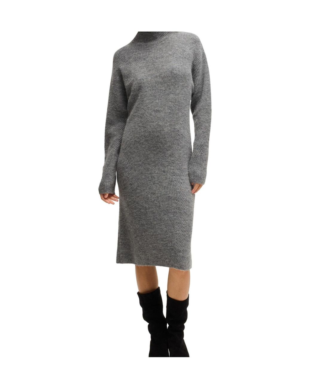 Boss Gray Knit Midi Dress