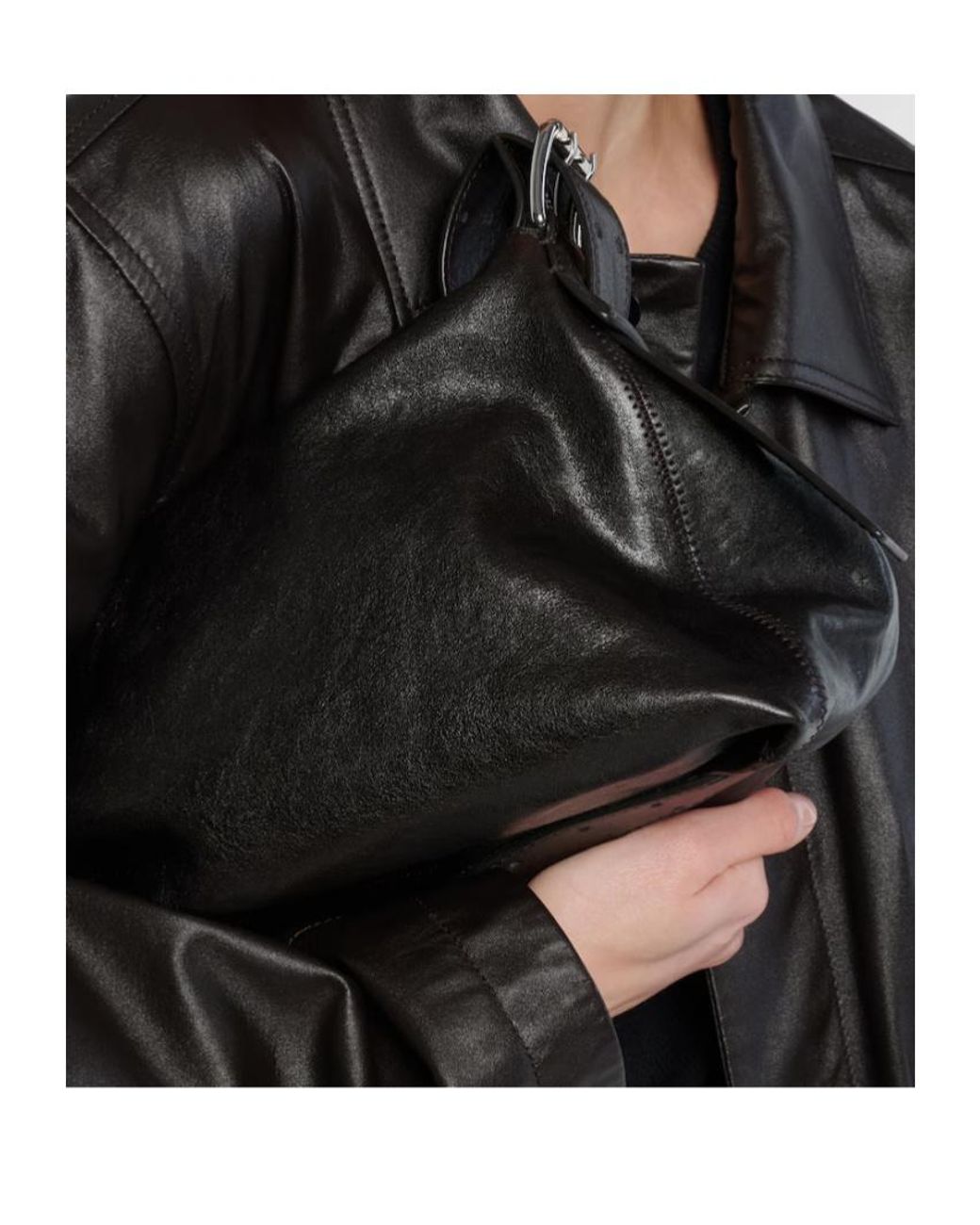 Lemaire Gray Belted Leather Shoulder Bag