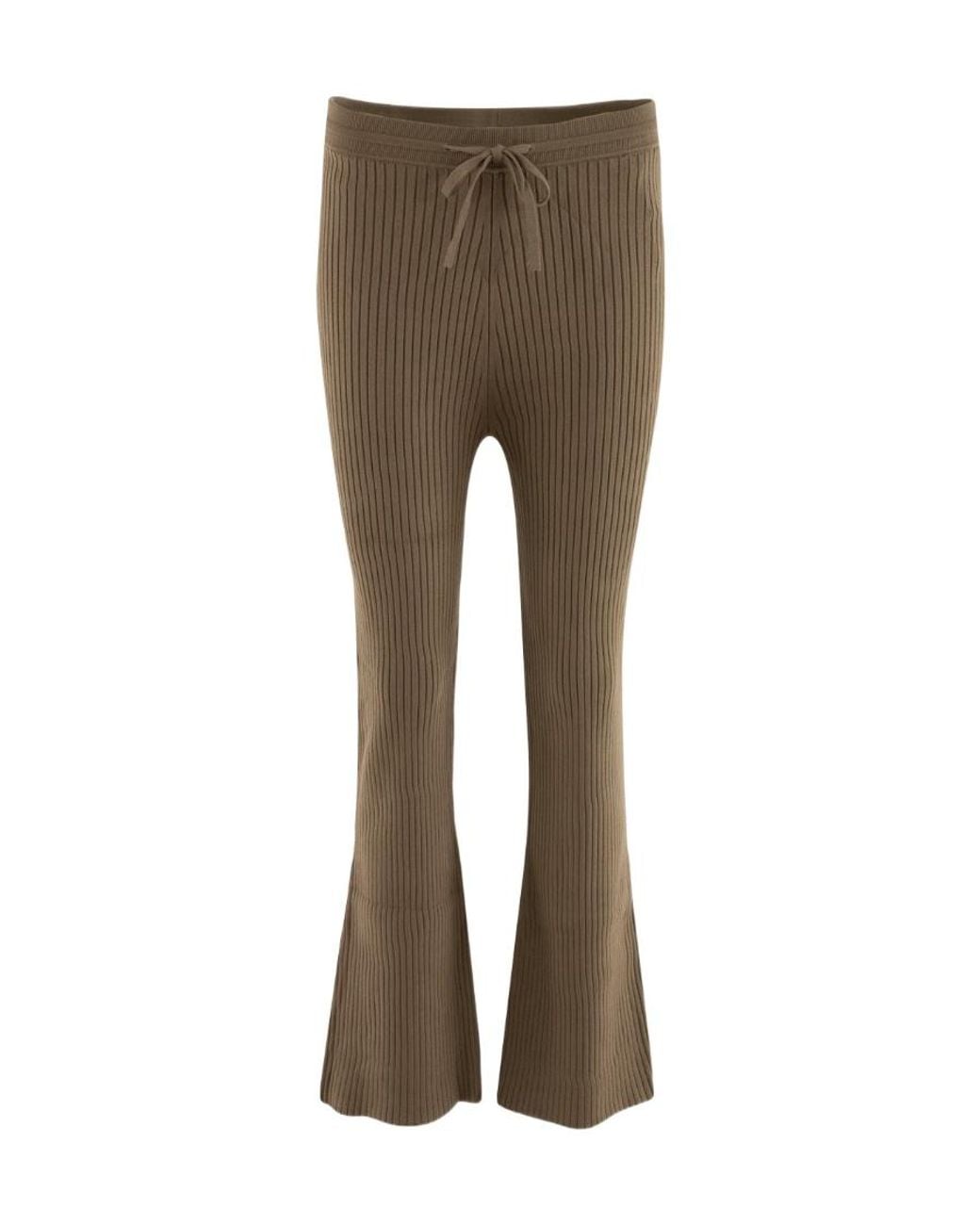 Nanushka Gray Ribbed Knitted Cropped Pants