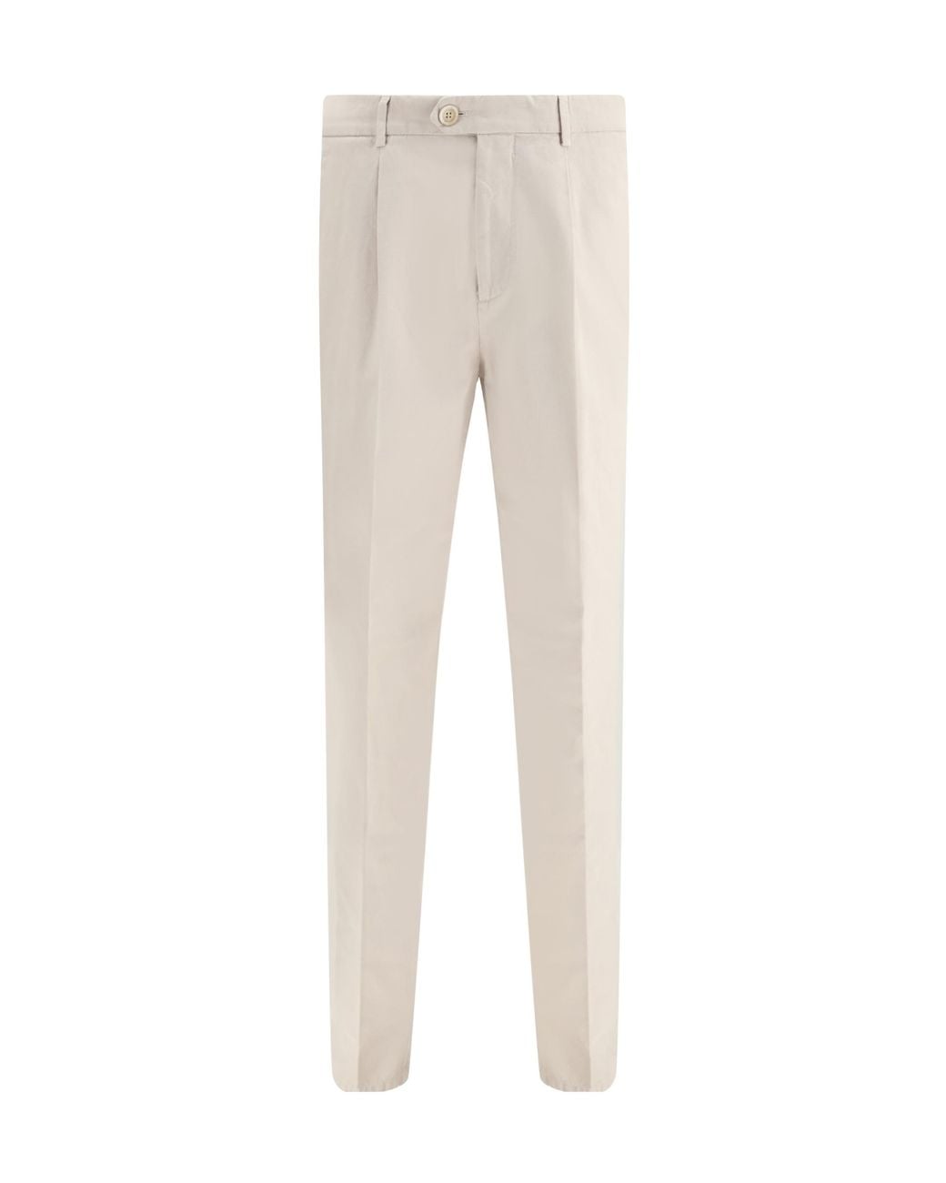 Brunello Cucinelli Natural Leisure-Fit Pleated Gabardine Trousers for men