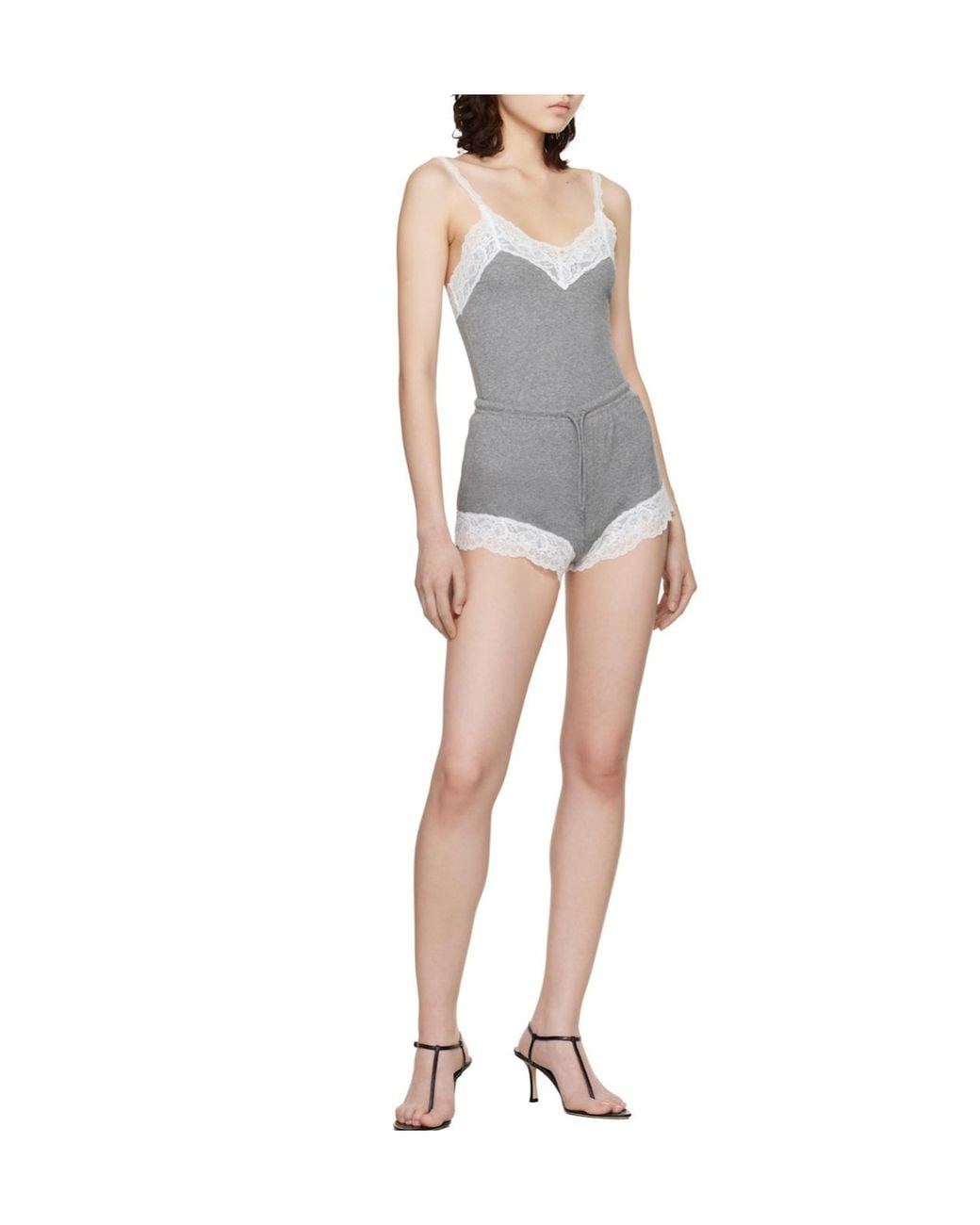 Vetements Gray Lace Detailed Drawstring Shorts