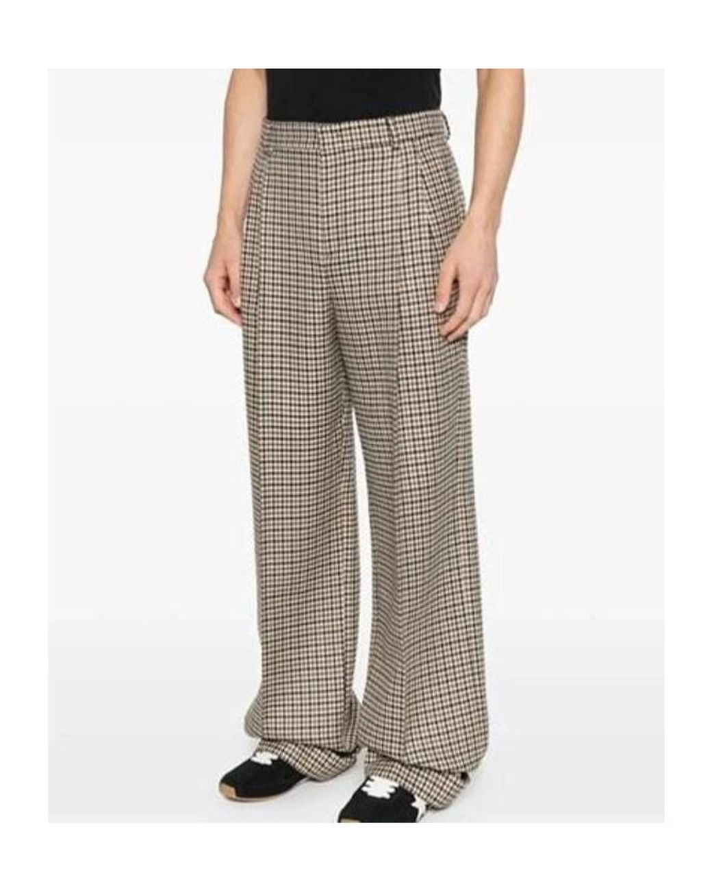 Valentino Gray Houndstooth Pleat Trousers for men