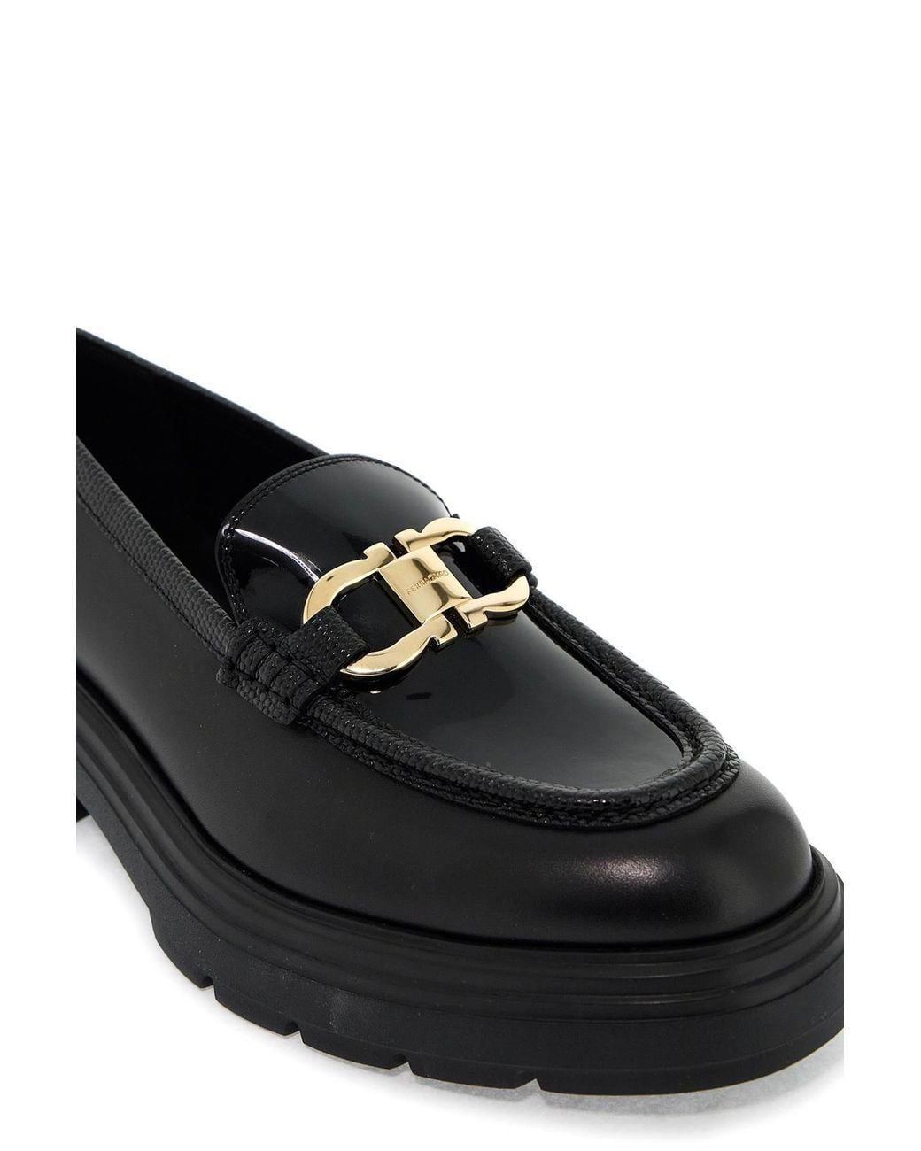 Ferragamo Black Ferragamo Logo-Engraved Mocassins