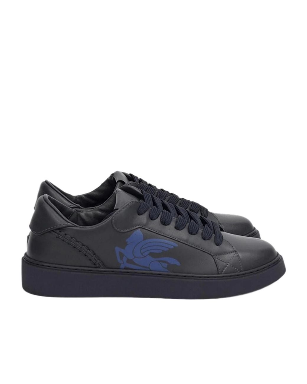 Etro Blue Leather Low-Top Sneakers for men