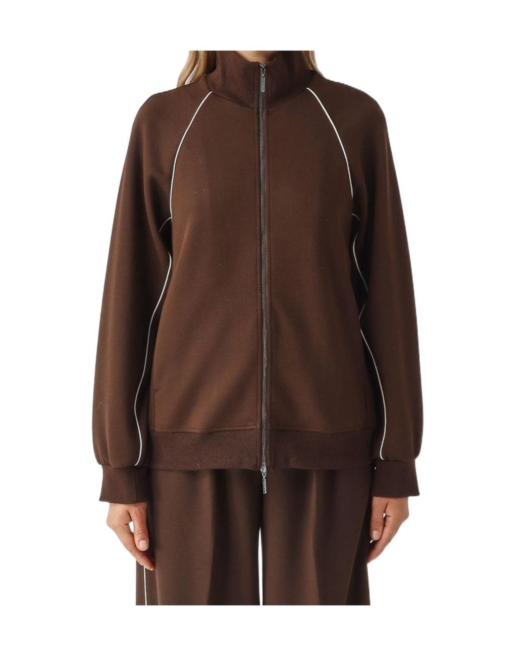 Max Mara Brown Mmllembo Zip-Fastening Long-Sleeve Jacket