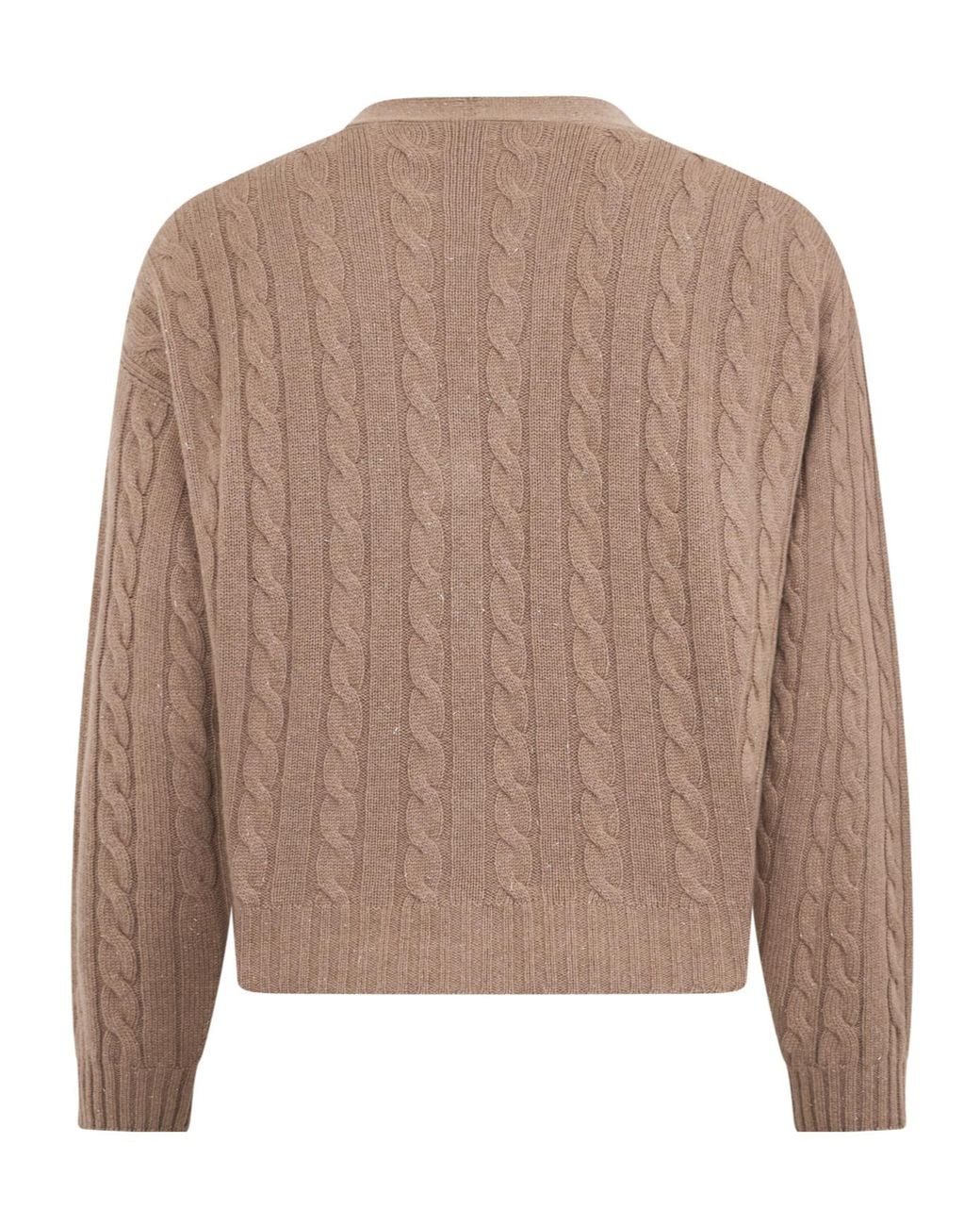 Peserico Brown Cable-Knit Buttoned Cardigan