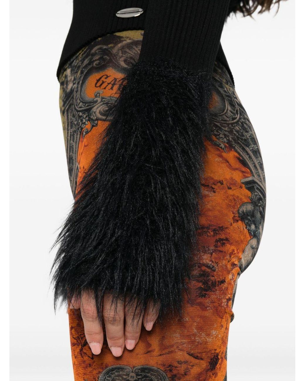 Jean Paul Gaultier Black Ribbed Knit And Fuzzy Sweater