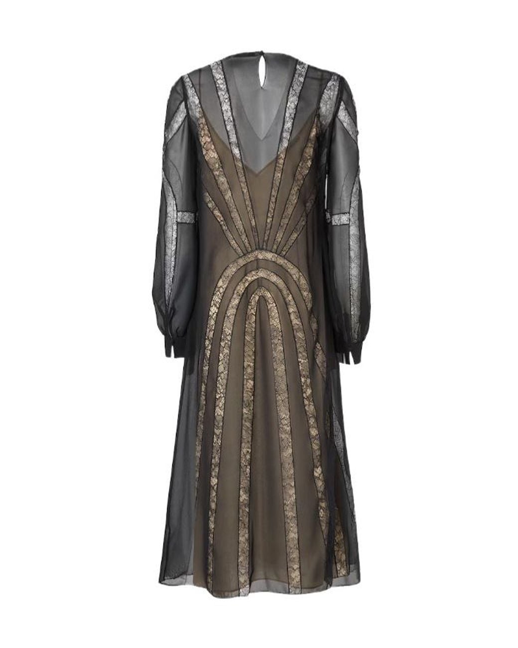 Fendi Gray Georgette And Chantilly Lace Dress
