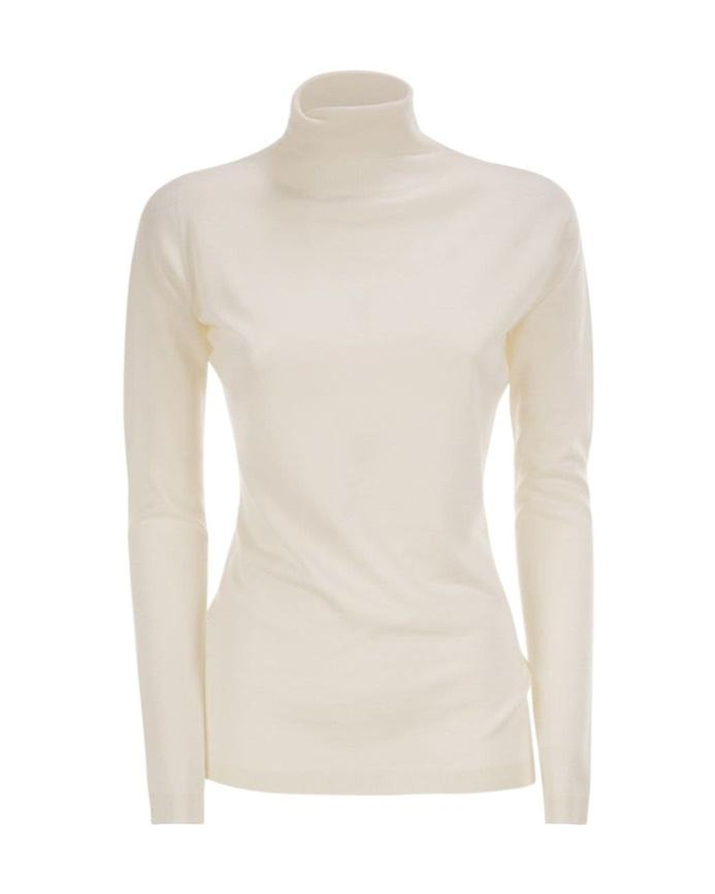 Fabiana Filippi White Fine Knit Roll Neck Sweater