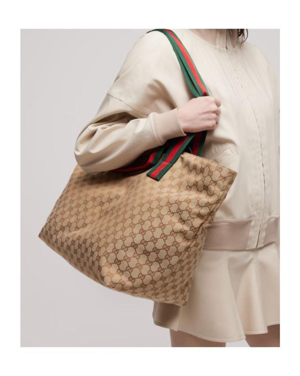 Gucci Brown Gg Monogrammed Medium Tote Bag