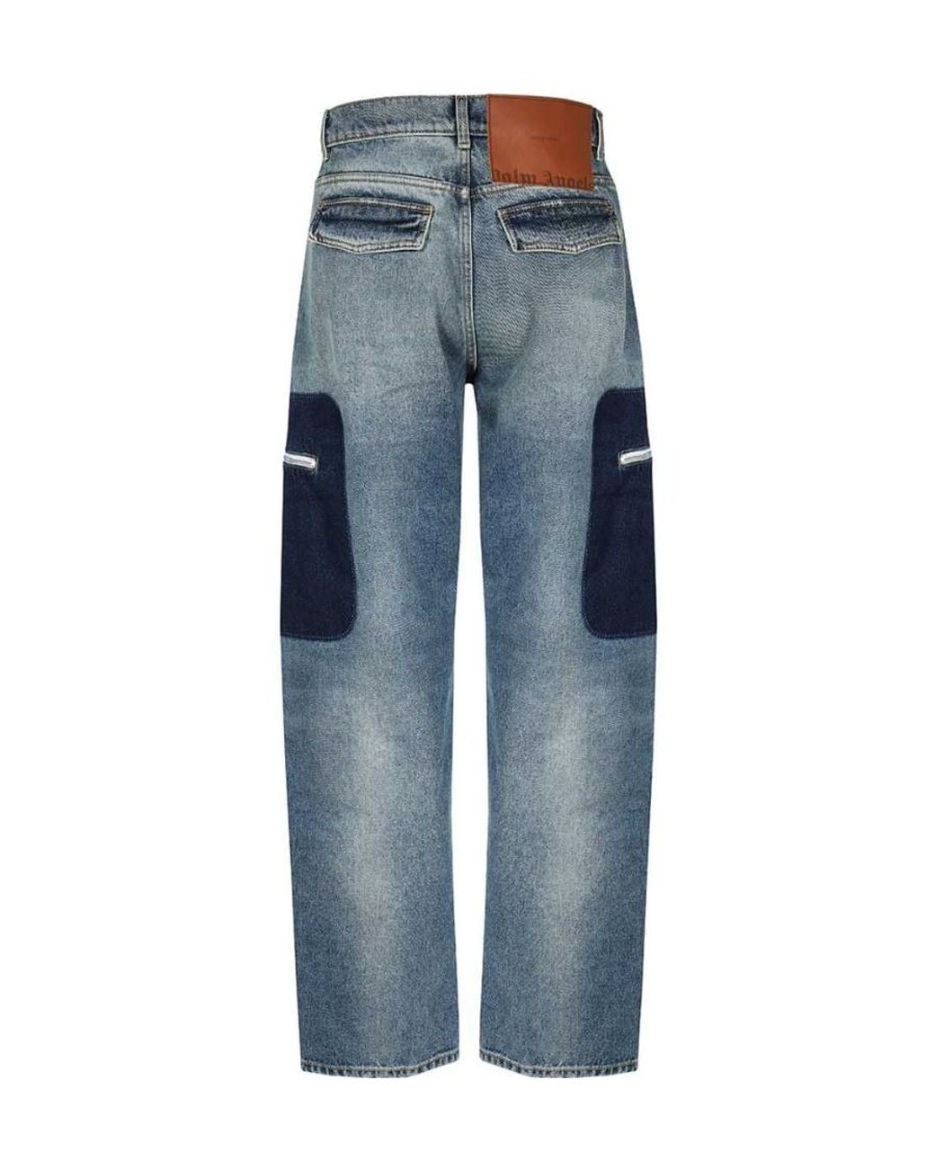 Palm Angels Blue Logo Patch Loose-Fit Jeans for men