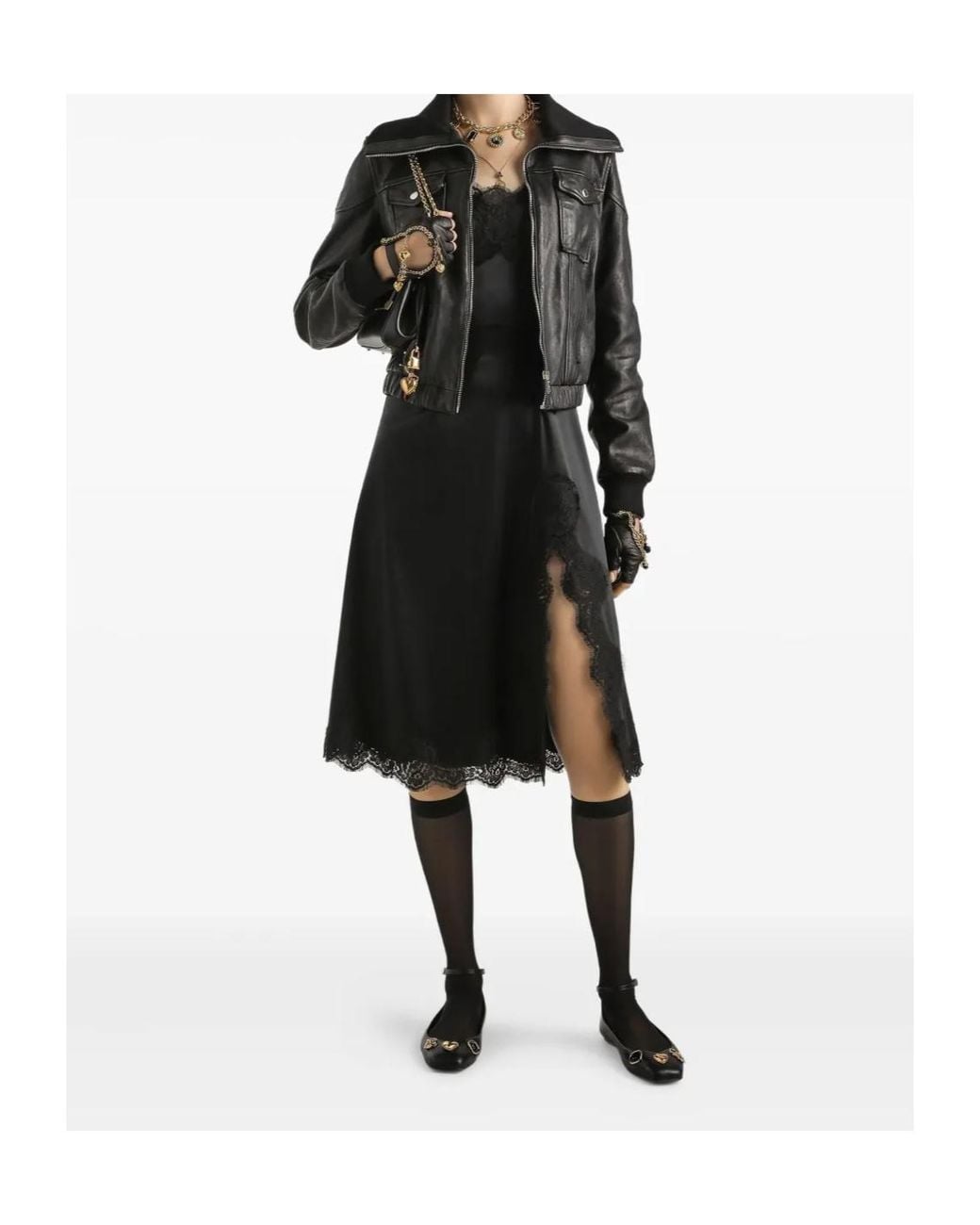 Dolce & Gabbana Black Elasticated Waistband Zipped Jacket