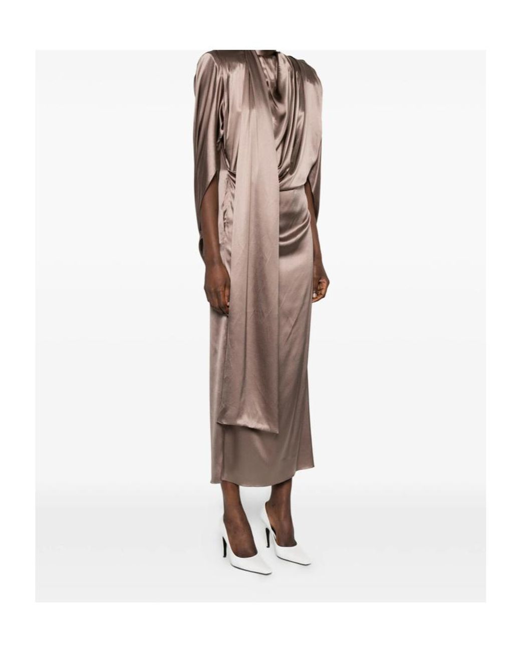 Mugler Brown Long Sleeve Dress