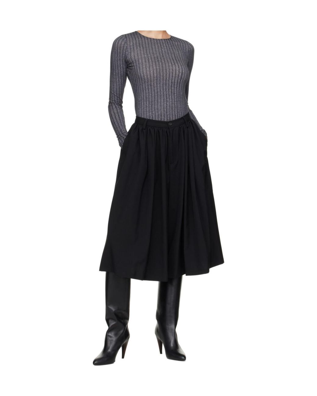 MM6 by Maison Margiela Black Gathered Wide Leg Shorts